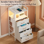 Furnulem White Nightstand with Charging Station, Night Stand Side Table with - Image 6