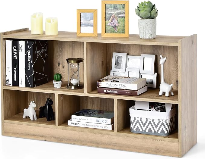 Tangkula 5 Cube Bookcase, 2 Tier Wooden Storage Open Bookshelf, Kid's Playroom by TANGKULA