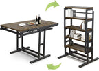 Convertible Dining Table, 2 in 1 Bookshelf to Kitchen Table, Space Saving by RELAHOGAR