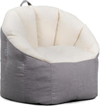 Big Joe Milano Bean Bag Chair, Oat Sherpa and Graphite Vegan Suede, Soft by BigJoe