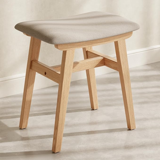 Muwuele Solid Wood Vanity Stool, Compact Makeup Chair by Muwuele