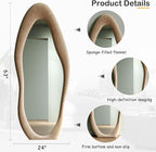 Honyee Full Length Mirror, Flannel Wrapped Wooden Frame Floor Mirror, Irregular - Image 5