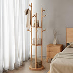 Muwuele Solid Wood Rotary Coat Rack, Freestanding Coat Rack - Image 2
