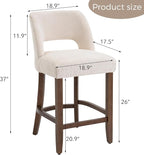 VKNOW Bar Stools Set of 4, Upholstered Counter Height Bar Stools, Modern - Image 2