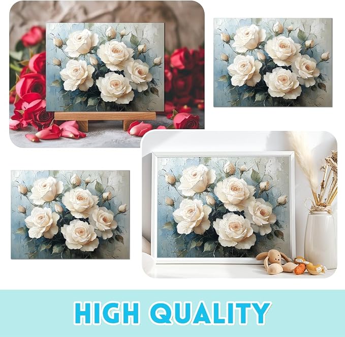 6 Sheets Large White Roses Rub on Transfers - Image 3