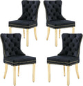 KCC Velvet Dining Chairs Set of 4, Upholstered High-end Tufted Dining Chair by KCC