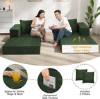 COMAX Queen Size Boneless Couch, 4 in 1 Convertible Sleeper Sofa Corduroy Couch - Image 5