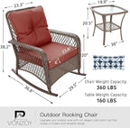 Patio Furniture Set 3 Pieces, Rocking Bistro Set - Image 6