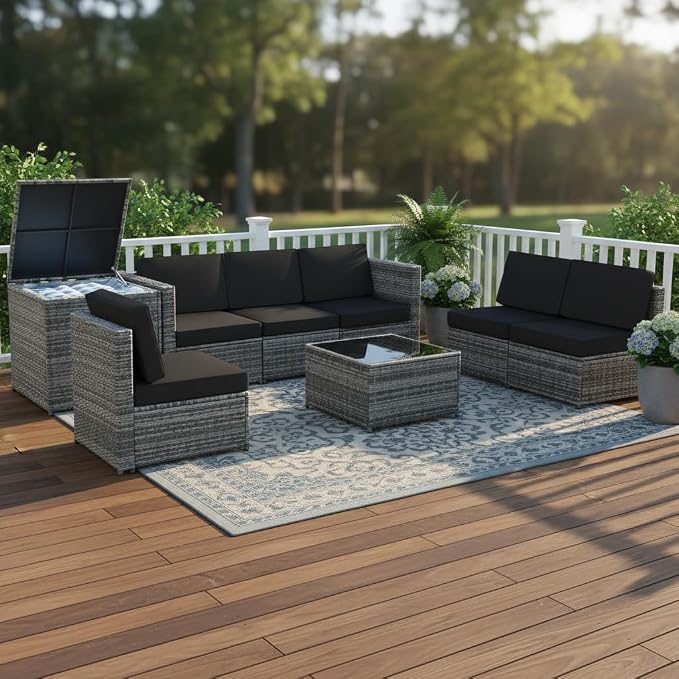 Tangkula 8 Pieces Wicker Patio Furniture Set - Image 3