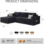 108" Boneless Couch Modular Sectional Sofa, L-Shaped Couch - Image 2
