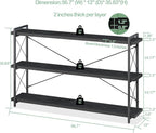HCHQHS Bookshelf, 3-Tier Long Industrial Bookcase, Freestanding Horizontal - Image 3
