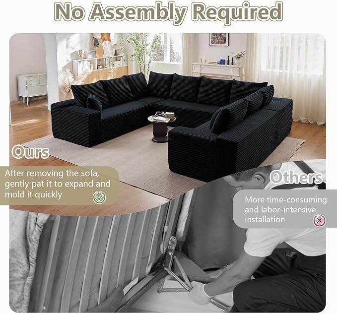 Sectional Cloud Couch for Living Room, Modular Floor Deep-Seat Sofa, Big Comfy - Image 4