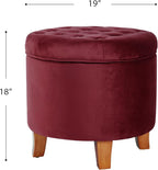 Homepop Home Decor | Upholstered Round Velvet Tufted Foot Rest Ottoman | Ottoman - Image 3