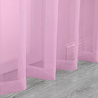 Chyhomenyc Pink Sheer Curtains 45 Inch Long 2 Panels, Light Filtering Rod - Image 8