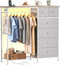 DUMOS Dresser for Bedroom with Hanging Rack, 6 Drawer Fabric Dresser with by DumosLifestyle