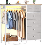 DUMOS Dresser for Bedroom with Hanging Rack, 6 Drawer Fabric Dresser with by DumosLifestyle
