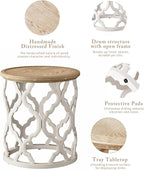 karlott Farmhouse End Table, 18.5'' French Country Round Side Table, Distressed - Image 9