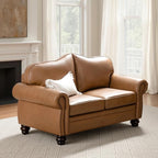 60" Wide Genuine Leather Chesterfield Loveseat, 2 Seat Leather Sofa - Image 3