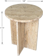 JONATHAN Y Javier Solid Travertine Marble End Table, 14-inch Round Modern - Image 2