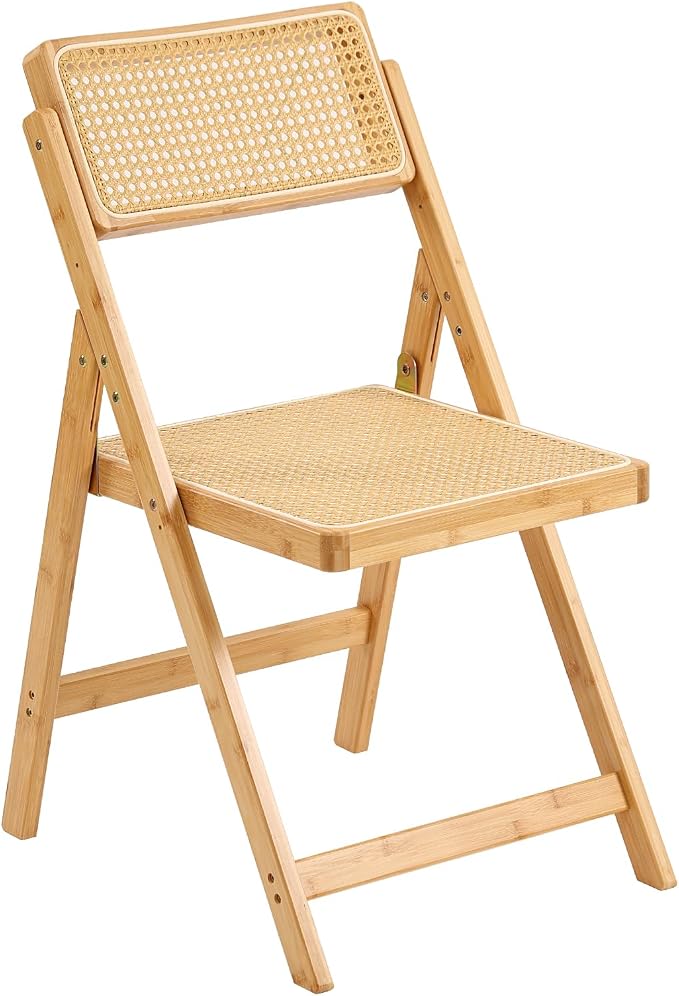 Furlide Rattan Folding Chair, Modern Mid Century Dining Chair Set of 1 by Furlide