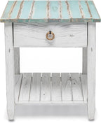 Sea Winds Trading Picket Fence End Table Distressed Bleu White Finish - Image 3