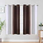 Brown and Greyish White Blackout Curtains 42Wx54L 2 Panels | Ombre Curtains - Image 2