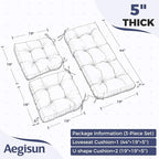 Wicker Chair Cushions of 3 Pieces, Waterproof Cushions - Image 2