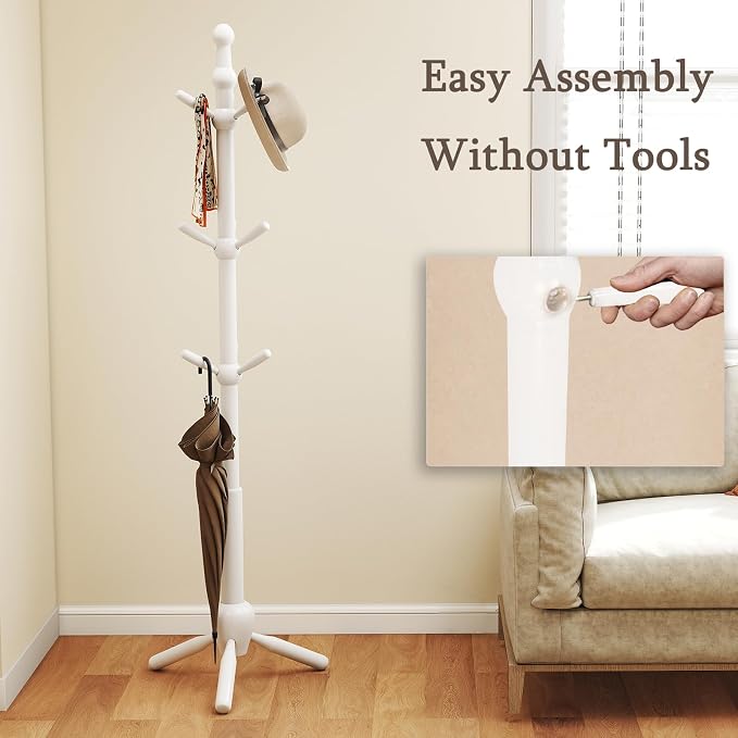 Solid Wood Coat Rack Stand, Morden Heavy Duty Coat Hanger Stand - Image 5