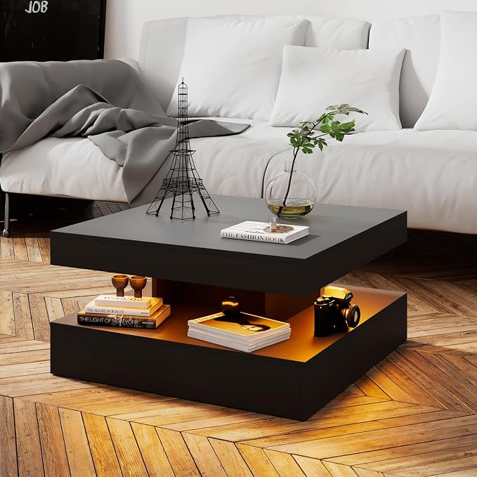 HedoAjim Black LED Coffee Table - Image 7