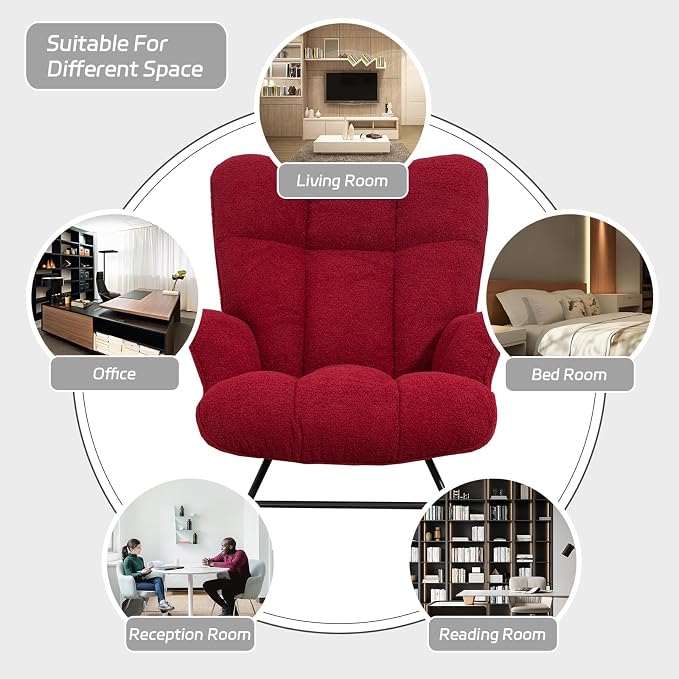 SAETSFEG Rocking Chair Nursery Teddy Upholstered Glider Rocker Rocking Accent - Image 5