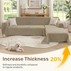 2 Pieces Sectional Couch Covers L Shaped Cover XXXL Quicksand | Thick Washable - Image 3