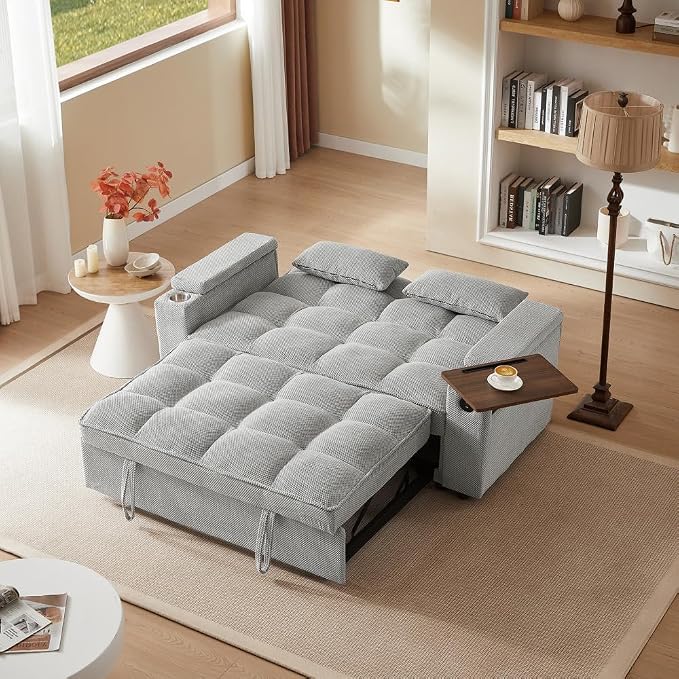 oaaktu Large Size Convertible Sleeper Sofa Bed, Polka dot Velvet Pull Out Futon - Image 3