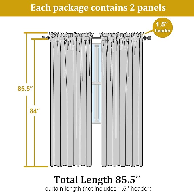 Lemon Sheer Curtains 84 Inches Long - Image 2