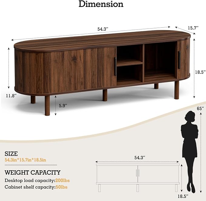 ZttRiee TV Stand for TVs up to 60 Inch, Entertainment Center - Image 3