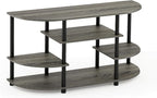 Furinno JAYA Simple Design Corner TV Stand, French Oak Grey/Black, 42.04 x - Image 4