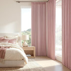 MIULEE Pink Pinch Pleated 100% Blackout Linen Curtains 40x84 Inches | Room - Image 2