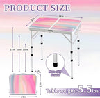 Yriuat Folding Camping Table 2ft Portable Picnic Table Adjustable Height Small - Image 3