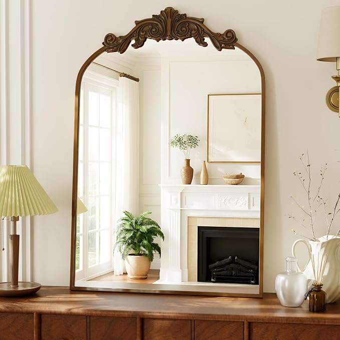 VooBang Vintage Arched Bathroom Mirror, 26x38 Inch Retro Wall Mounted Vanity by VooBang