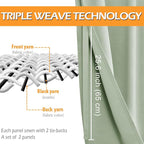 Blackout Curtains for Bedroom, 52 x 54 Inches Long, Seafoam Green | Thermal - Image 3