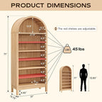 IFGET 71" Tall Arched Bookshelf, 7 Tiers Arch Bookcase - Image 2