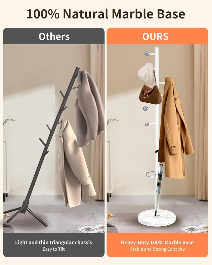ZOZOE Metal Coat Rack Stand, Modern Coat Rack Freestanding - Image 3
