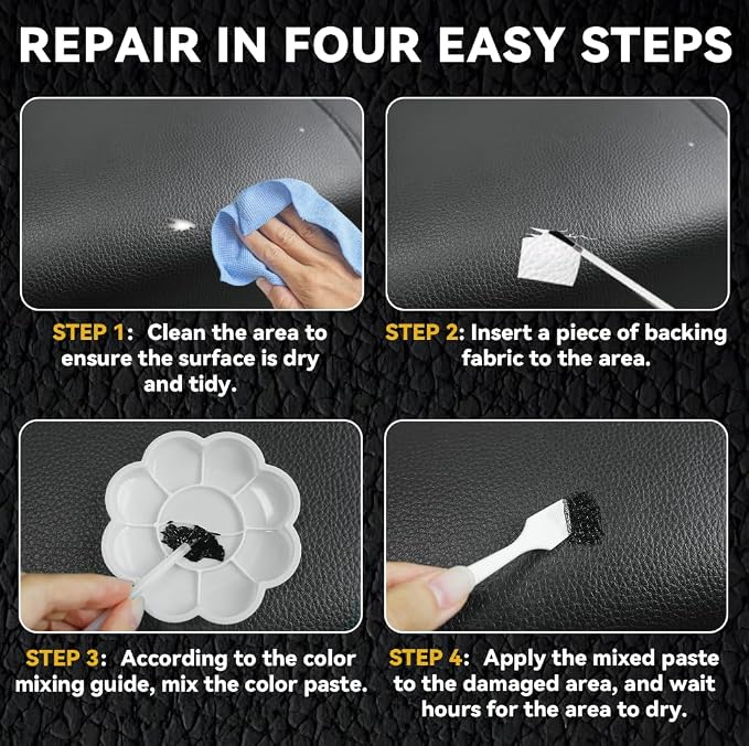 Black Leather Repair Kit for Furniture, Leather Seat Repair Kit for Cars - Image 5