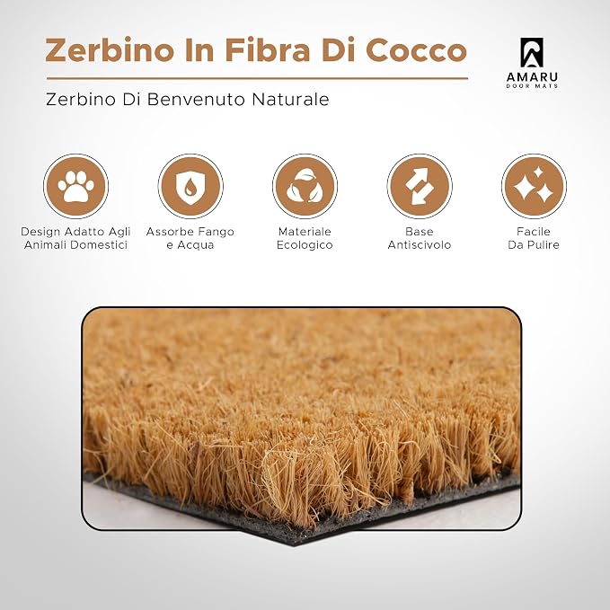 Coir Welcome Mat, 17 x 29 in | 100% Natural Coir, Anti-Shedding, Durable PVC - Image 3