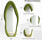 Honyee Full Length Mirror, Flannel Wrapped Wooden Frame Floor Mirror, Irregular - Image 5