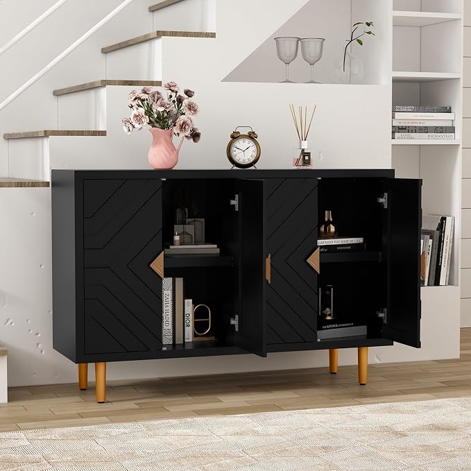 HLR 48" Accent Cabinet with 4 Doors and Shelves, Modern Sideboard Buffet - Image 5