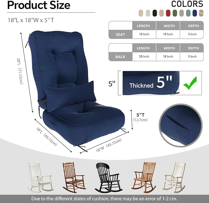 Rocking Chair Cushions with Pillow, Waterproof and Fade-Resistant Thicken - Image 2
