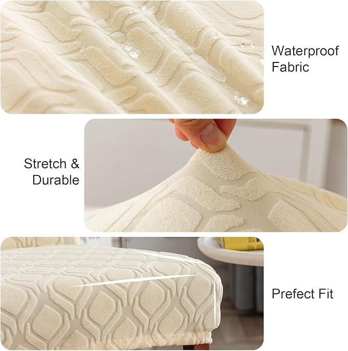 Genina Waterproof Chair Covers for Dining Room, Stretch Jacquard Dining Chair - Image 3