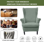 HAOYONG Waterproof Wing Chair Slipcovers Stretch Wingback Chair Covers 4 Pieces - Image 5