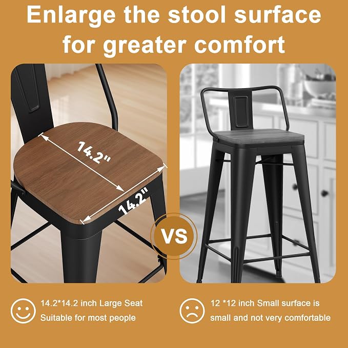 Andeworld Metal Bar Stools Set of 2, 26 inch Counter Height Barstools - Image 4