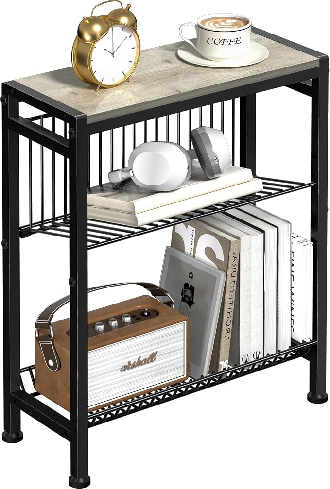Narrow Side Table for Small Space, 3-Tier End Table by HOME
